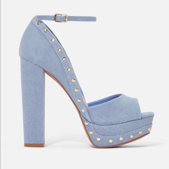 Patita Studded Denim Platform Pump 7.5 - Picture 9 of 10